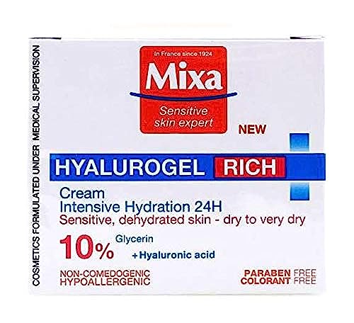 Mixa - HYALUROGEL - Intensive Moisturizing Cream with Hyaluronic Acid and Glycerin France Sensitive Skin Expert Since 1924