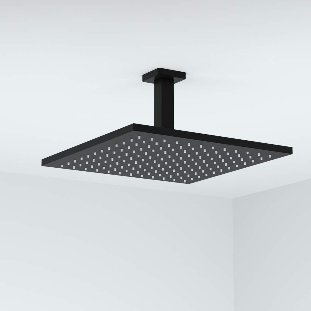 Deckenmontierter Duscharm 40,6 Cm – Edelstahl, Mattschwarz, Für Regenduschkopf