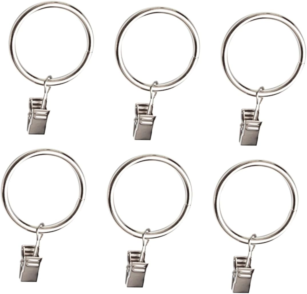 1 Set Metal Curtain Rings with Clips Easy to Install Drapery Hooks for Curtains Lightweight and Convenient for Home