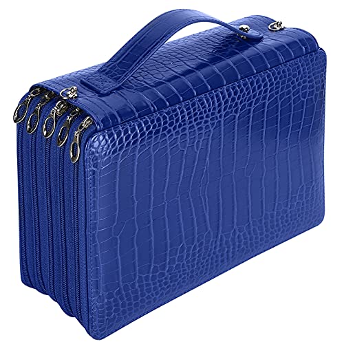 Astuccio per matite grande 5 strati con cerniera 252 scomparti capacità tasca per cancelleria blu scuro