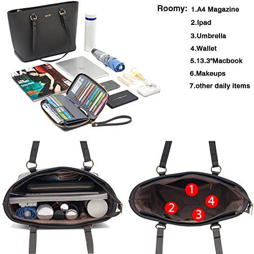 Image of Purses And Wallets Set For Women Work Tote Satchel Handbags Shoulder Bag Top Handle Totes Purse With Matching Wallet
