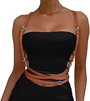 BODIY Plus Size Punk Leather Harness Belt for Women - Adjustable Rave Gothic Waist Strap, Y-Back Shoulder Harness