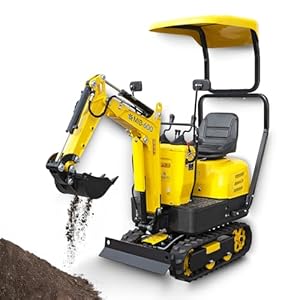 BAMATO Minibagger/MIB-600 /mit Zubehörset, leistungsstarker 6, 3 kW Benzinmotor mit Elektrostart, bis zu 8, 8 kN Kraft am Löffel, LED - Schweinwerfer | Perfekt für Heimwerker & Gartenbau
