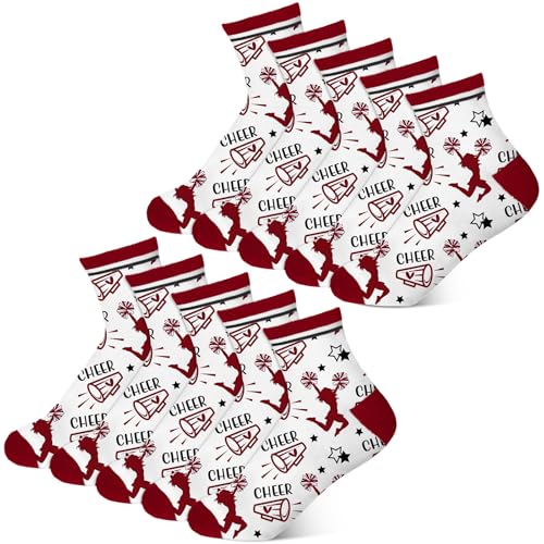 Image of Maiteenly 24 Pairs Ankle Cheer Socks Cheerleading Team Cheerleader Socks for Women Girls Cheer Accessories Gifts