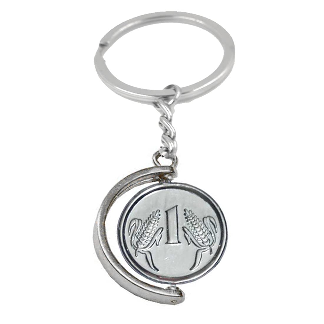 AFHAFH One Rupees Coin Silver Decorative Key Chain for Gifting