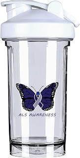 ALS Awareness ALS 18 Ounce Shaker Bottle Drink Mixer Leak-proof Pre Workout Protein Shakes Meal Replacement Shakes Bottles 500ML/18 Oz White
