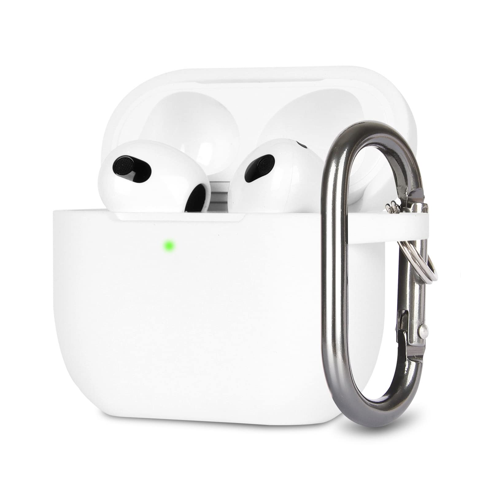 KOKOKA Coque Étui Protecteur Compatible avec AirPods 3, Housse de Protection en Silicone Anti-Choc, Souple, Antidérapant Etui de Protection pour Airpods 3ᵉ Génération 2021 avec Mousqueton, Transparent - 2