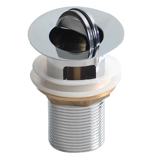 Waiiho White 019 Basin Drainer With Overflow, Chrome-Plated Brass, Flip-Top Drain Stopper, 62Mm Drainage Diameter
