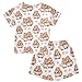 KUEJOP Summer Pajama Sets Watercolor Cute Capybara Pattern Homewear T-shirt and Shorts