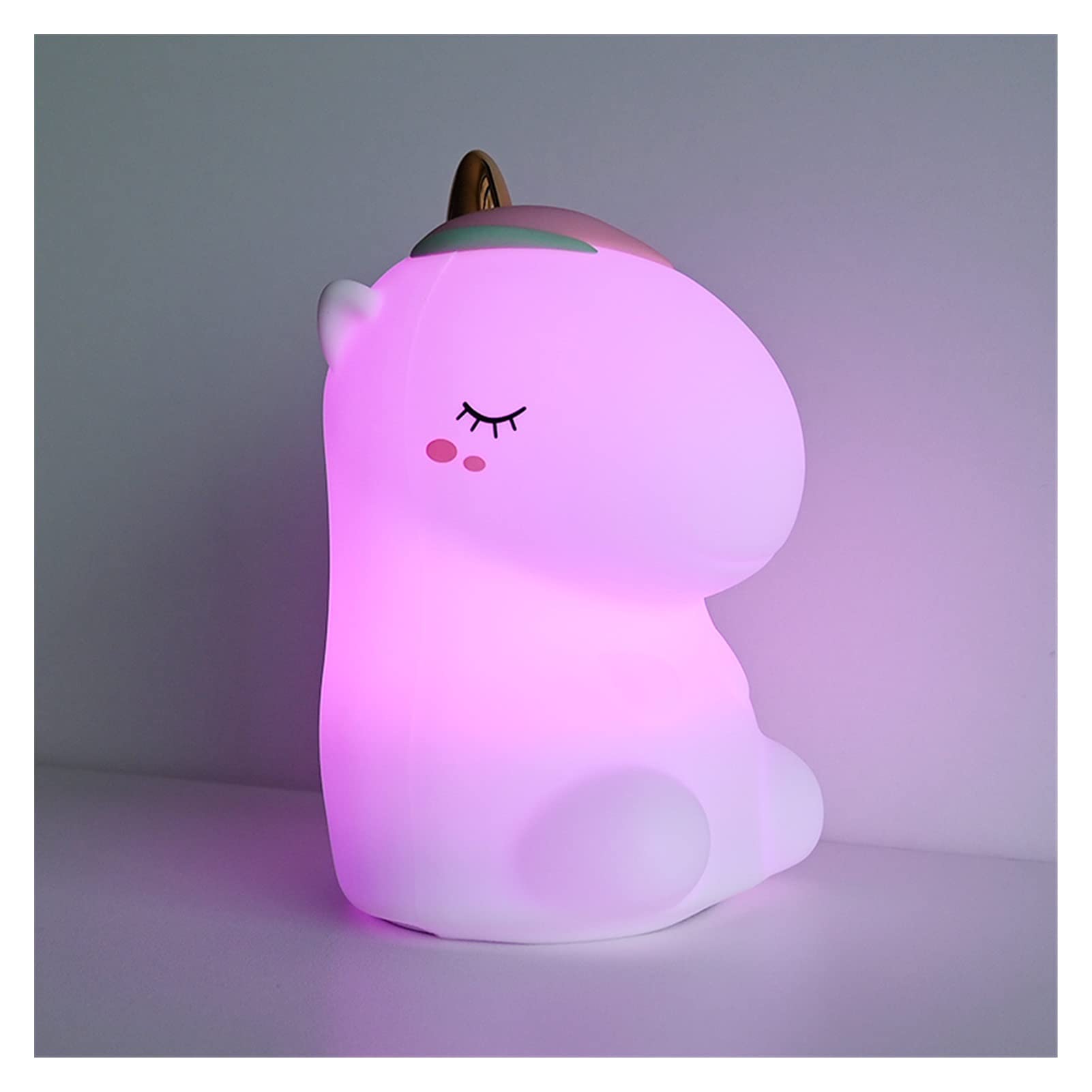 Demasiado Mignon Night lumière mer Lion Lion Baleine Lapin Chat Silicone Nuit lumières Tactile capteur chacune Lampe de Chevet (Emitting Color : Unicorn White)