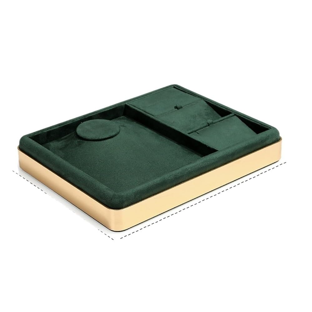 CJHFR472SG Jewelry Organizer Stands Metal Jewelry Display Stand with Velvet Tray 2-in-1 Necklace Earring Organizer for Vanity Jewelry Display Stand(Green)