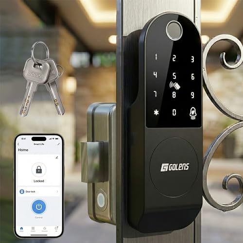 Golens X32 (NEW Launch) Digital Rim Lock for Wooden & Metal Doors | Waterproof Design | 20–60mm Thickness | 6-in-1 Unlock – Fingerprint, PIN, RFID, App, OTP & Manual Key | Remote Unlock via OTP discount deal