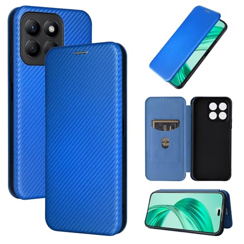LAHDFKAJ Compatible con Honor X8B, Funda híbrida de Fibra de Carbono PU+TPU de Lujo, protección Completa a Prueba de Golpes, Funda con Tapa Compatible con Honor X8B(BLU)
