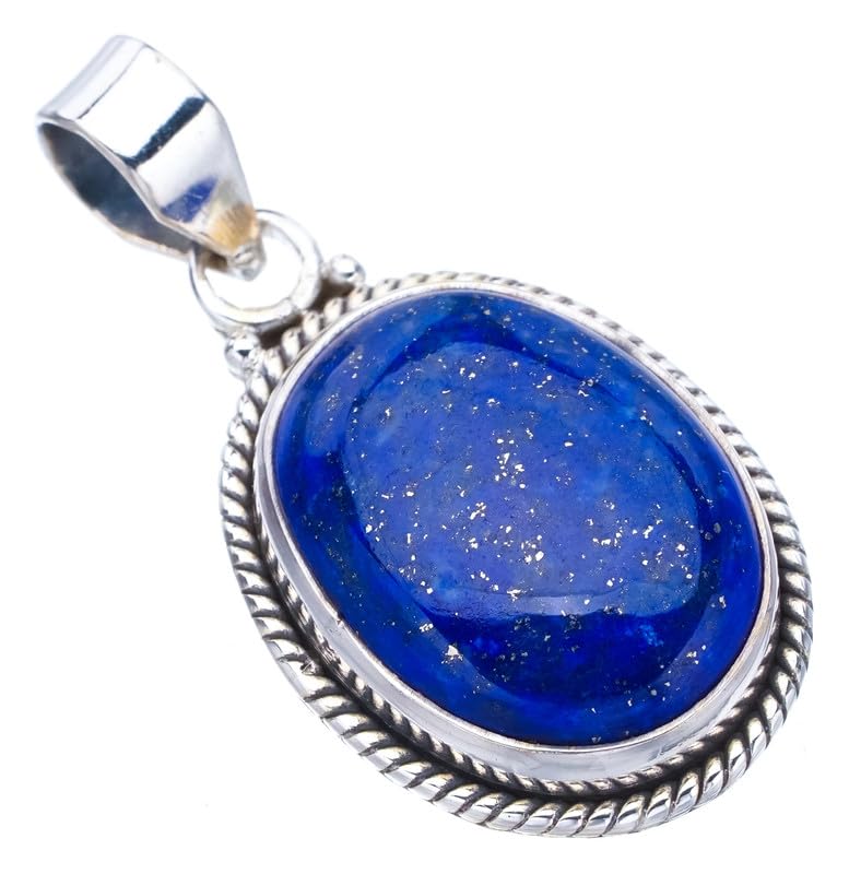 Pendentif lapis-lazuli naturelle en argent 925 fait main de 3.81cm F5363
