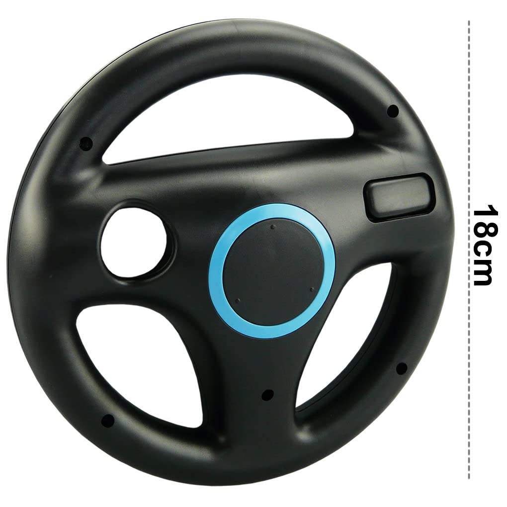 smardy 2x Volant De Course Roue Blanc et Noir Racing Wheel Compatible avec Nintendo Wii U Télécommande Contrôleur pour Mario Kart Game, Jeux de Conduite