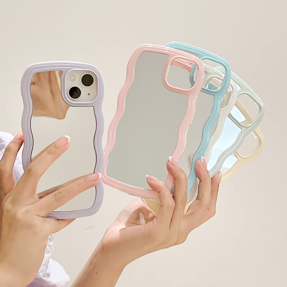 Amazon.co.jp: Cute Mirror Curly Wave Case for iPhone 11 12