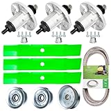 JYLEYJ 48'' Mower Deck Rebuild Kit Fit for John Dee re LA130 S140 X140 155C E170 Includes 3 Spindle GY21098 ACU15811 GY20867, 3 Blade GY20852 GX21784, 2 Idler GY22082, GY20067, 1 Belt GX20571
