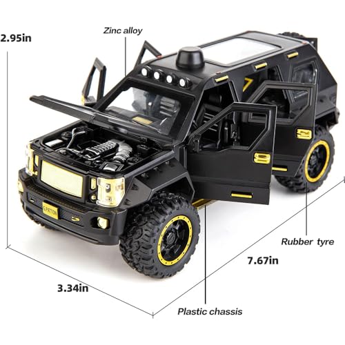 Image of DEUSON ECOM 1:24 Scale G Patton Military Toy Car for Kids Diecast Metal Car with Light Sound Pullback Openable Door, Khaki