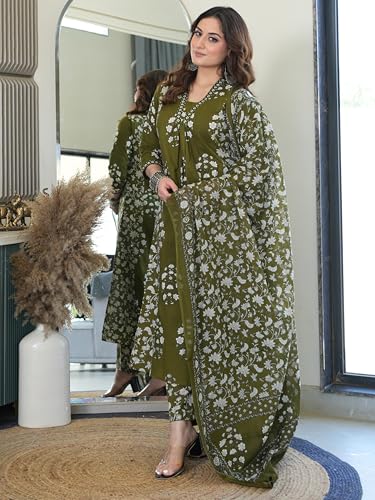 Arayna Women's Pure Cotton Block Printed Ethnic Wear Kurta Set with Palazzo Pants & Dupatta - Image 8