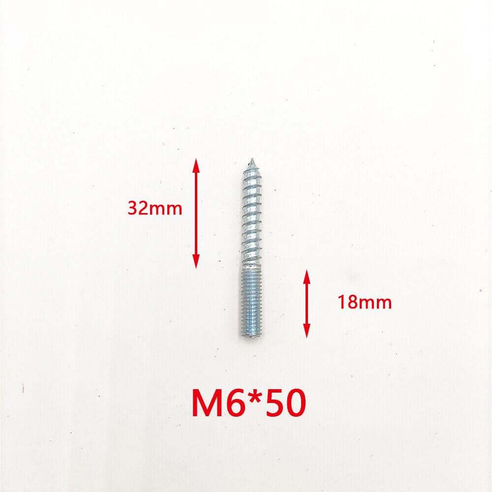 M6 M8 M10 Hanger Bolts Zinc Plated Steel Torx Drive Furniture Sofa Wood Screws (50,M6 x 50mm)