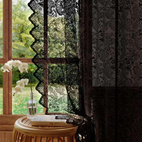Rinwoc Black Lace Curtains - Price Drop to $27.99