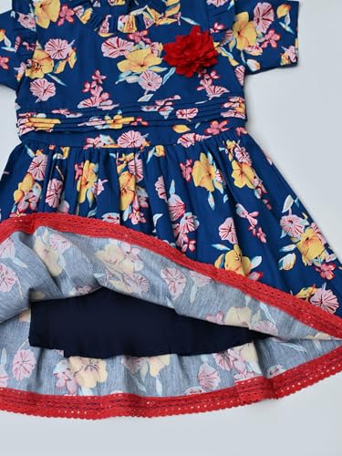Image of mini mama by Bella Moda Front Flower Applique Dress (Blue, 18-24M)