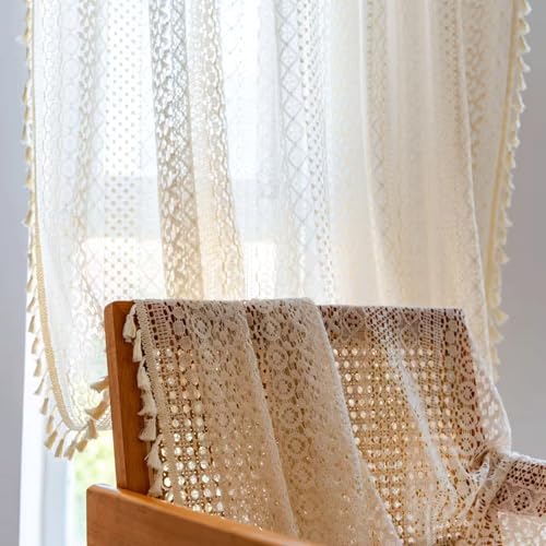 Rideaux bohox en crochet pour salon et chambre vintage chic