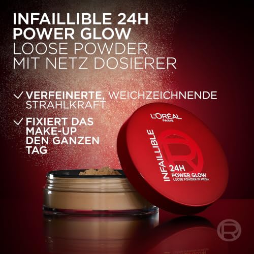L'Oréal Paris Infaillible 24H Power Glow Loose Powder, Loser Puder für 24h Halt & Glow, ebenmäßiger Teint, feuchtigkeitsspendend… – Ansicht 6