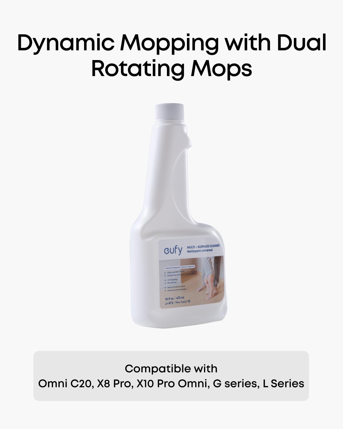 eufy RoboVac - Solución de limpieza de suelos duros (2 botellas), compatible con X10 Pro Omni, X9 Pro, X8 Hybrid, X8 Pro, X8 Pro SES, 473.2 ml, limpiador de suelos