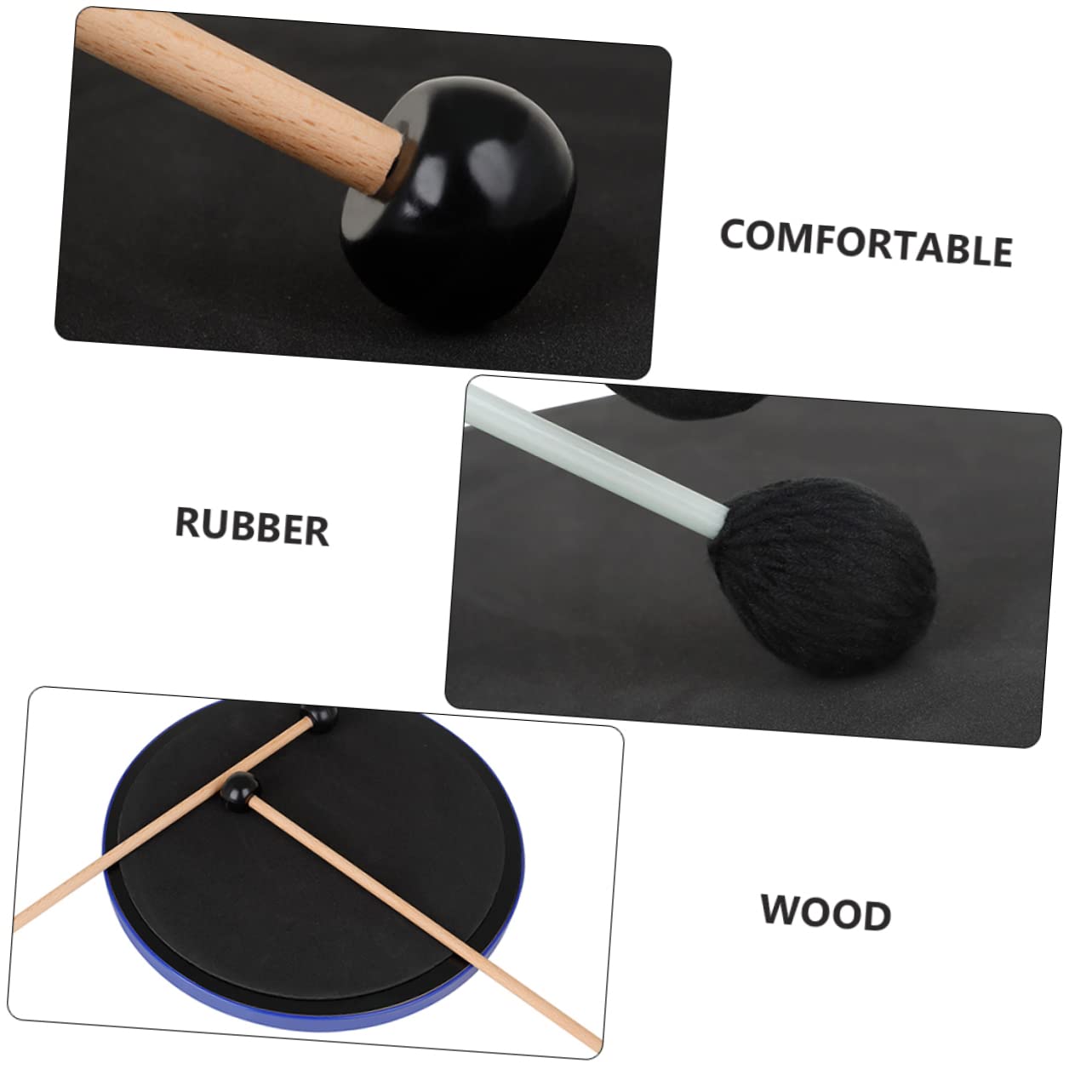 Genérico 4 Piezas Martillo De Marimba Mazos De Marimba Martillo De Piano Xilófono Mazos De Glockenspiel Mazos De Percusión Pad De Bombo Instrumentos Musicales Para Abdominales Black