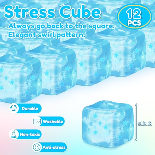 Image of Gemscream Stress Cube Bulk Slow Rising Ice Cube Stress Ball Sensory Squeeze Cubes Halloween Goodie Bag Stuffing for Adult Birthday Gift Anxiety Relief Party Favors(12 Pcs,Blue)