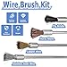Mesee 20Pcs Wire Brushes for Drill, 100mm Extended Cleaning End Brushes Pen Assortment Set Horse Mane/ Pig Bristle/ Copper Wire/ Stainless Steel Wire Brush 3mm Mandrel Polishing Rotary Tools Accessory
