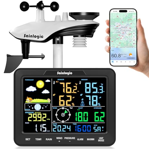 Station Météorologique Intelligente Sainlogic WiFi avec Alerte App et Anémomètre Sans Fil