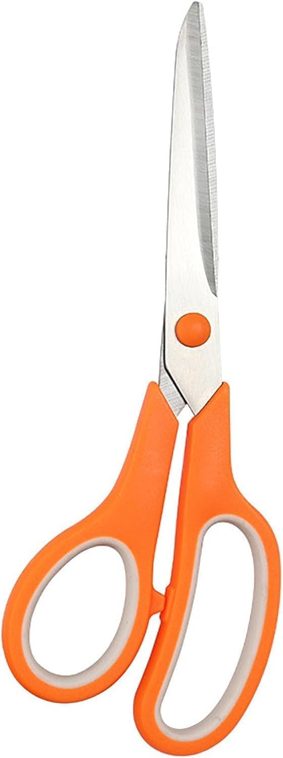 Orange 8" Multifunctional Scissors, Student Scissors, Professional Stainless Steel Comfort Grip, Handmade Projects Suitable for Students, Comfort Right/Left Handed Cutting Tools