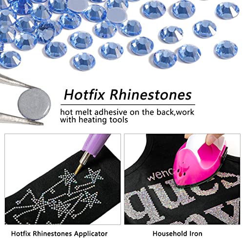 Beadsland Hotfix Rhinestones, 288pcs Flatback Crystal Rhinestones for Crafts Clothes DIY Decorations Light Sapphire, SS30, 6.3-6.5mm - Image 4