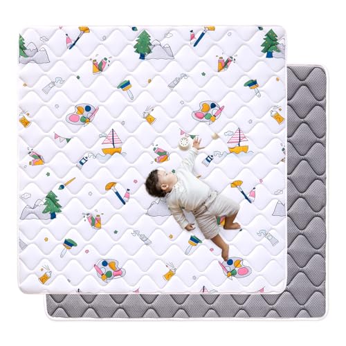 Image of Tiankehan Baby Play Mat 50" X 50", Premium Thicker Foam One-Piece Crawling Mat, Anti- Slip Crawling Mat Activity Playmats for Babies,Toddlers, Infants, Play & Tummy Time
