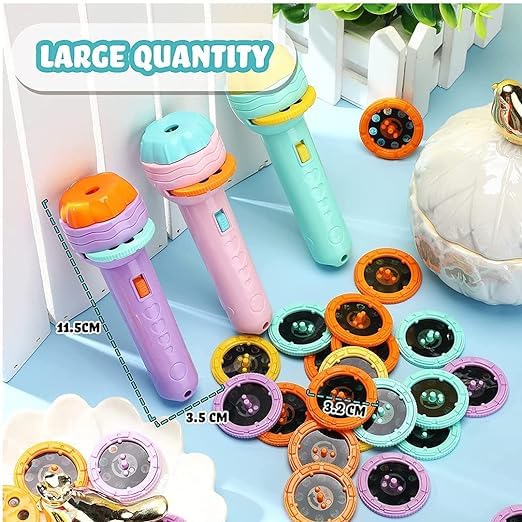 KANAKADHARA Unique Kids Projector Flashlight – 6 Slide Discs with 48 Colorful Images – Educational & Fun Night Light Torch for Boys & Girls – Interactive Storytelling Toy for Learning & Playtime 4