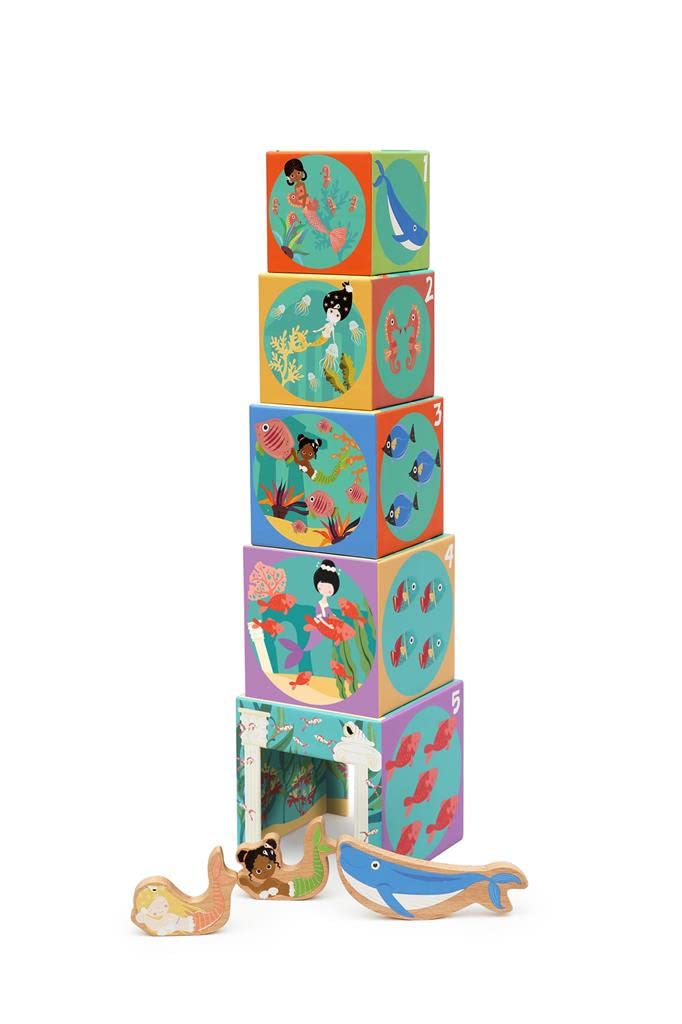 SCRATCH 276181229 Stacking Tower Pyramid with 3 Wooden Animals Ocean from 12 Months