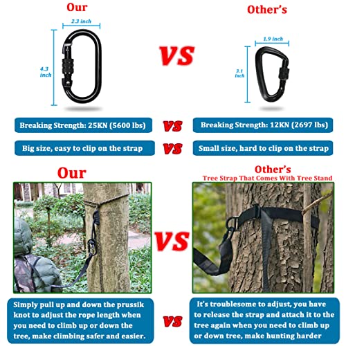 Huntury 3Pcs Treestand Safety Rope, Linemans Ropes for Hunting, Tree Stand Safety Line, Tree Tether Ropes, Life Lines for Tree Stands Hunting(10 feet)