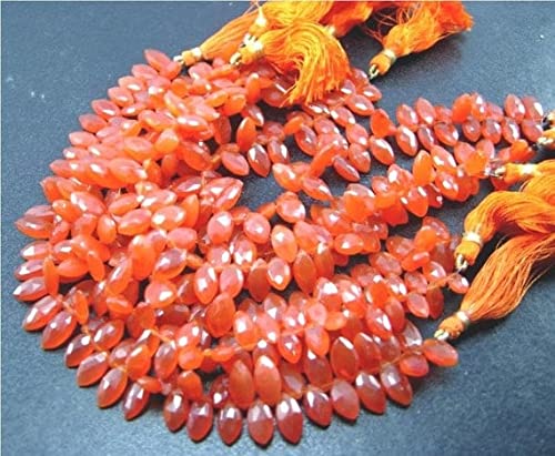 Carnelan véritable perle marquise facettée pour création collier et boucles d'oreilles - 3