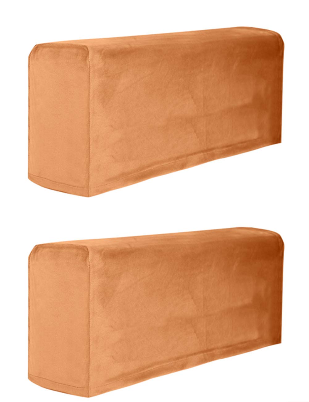 Hanhan Orange Soft Velvet Armrest Covers Elastic Sofa Slipcover Protector Armchair Armrest Cover Sleeve For Recliner Sofa Furniture, Set Of 2