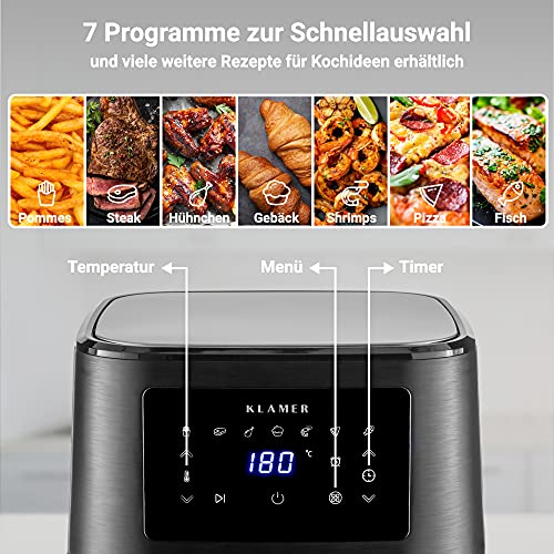 KLAMER Heißluftfritteuse XL 5,5l, Multifunktionale Heissluftfritteuse, ölfreie Fritteuse, 1700W Airfryer – Bild 3