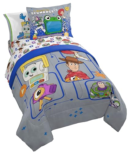 Image of Jay Franco Kids Comforter Set Includes Sheets and Pillow Covers - Soft and Cozy Bed Set for Stylish Room Decor, Official Licensed Bedding, Grey - Toy Story, 7 Piece Full