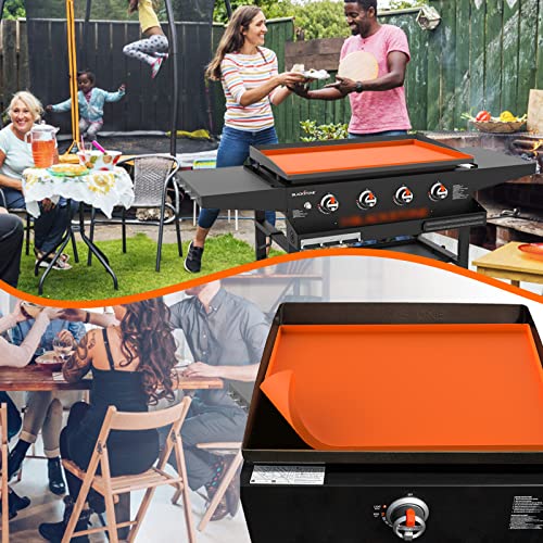 Bangie Griddle Cover | Heavy Duty Silicone Grill Mat For Blackstone 17" Griddle With Protection | High-Wall Design (Orange) #TOP6