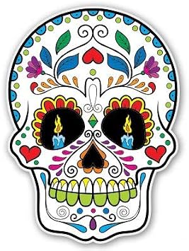 Sugar Skull Dia de Los Muetros Vinyl Sticker - Car Phone Helmet Bumper Sticker Decal