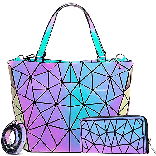 Image of Handbags Womens Geometric Luminous Purse bags Ladies Top Handle Satchel Bags