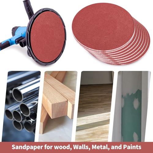 Image of Senmai Tools 30 Pack 8 inch Sanding Discs, 8 inch Sanding Screen DiscsHook-and-Loop andpaper 6 x 40 60 80 120 180 grit. for Round Polishers Sanding,polishing Metal and Wood
