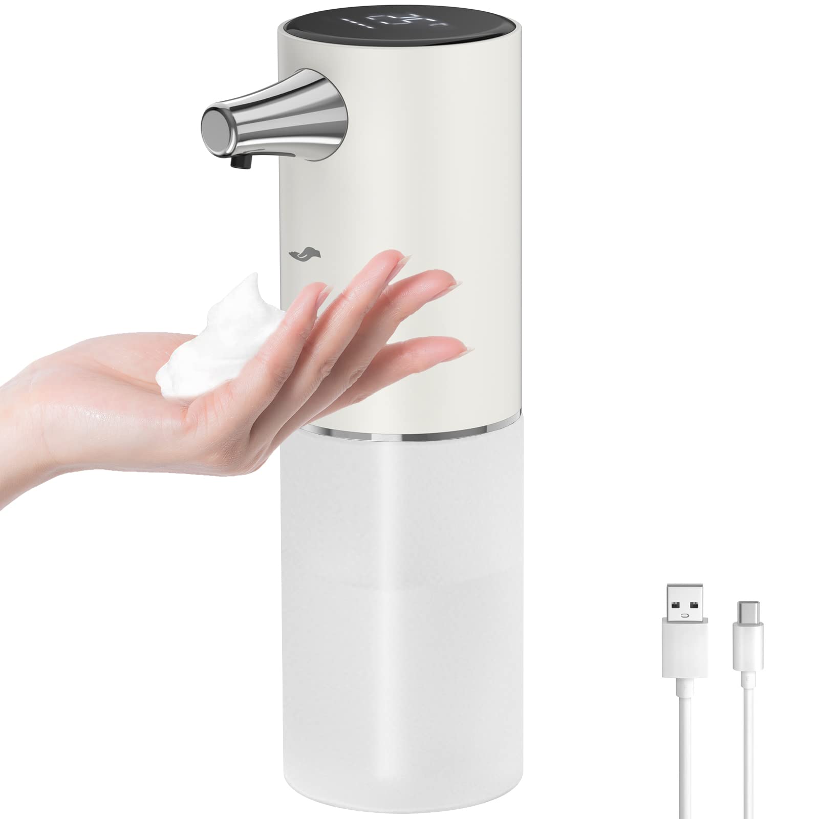 Automatic Soap Dispenser, Touchless Foaming Soap Dispenser, Rechargeable Hand Soap Dispenser, Auto Hand Sanitizer Dispenser, Electric Motion Sensor Soap Dispenser for Kitchen Bathroom