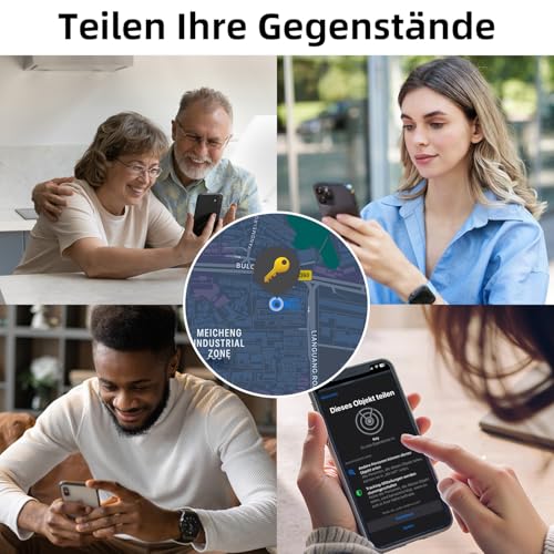 Air Tracker Schlüsselfinder, Koffer Tracker für Apple Find My (Nur iOS), IP68 Wasserdicht Bluetooth Smart Tag Kofferanhänger für Schlüssel, Gepäck, Koffer, Brieftasche, Austauschbarer Akku,4er Pack
