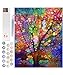 Produktbild Petrala Malen nach Zahlen Erwachsene groß Baum Bunt DIY Öl Leinwand Gemälde Set Acrylic Malen Malerei Heimwerk Kit Wanddekoration Ölgemälde für Kinder Anfänger Senior 40x50 cm